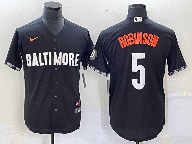 Mens Baltimore Orioles #5 Brooks Robinson Black 2023 City Connect Cool Base Stitched Jersey
